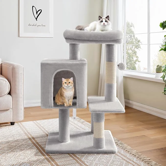 Efficient Allewie 29 Inches Cat Tree Tower Plush Perches Platform Condo House Sisal First-Class