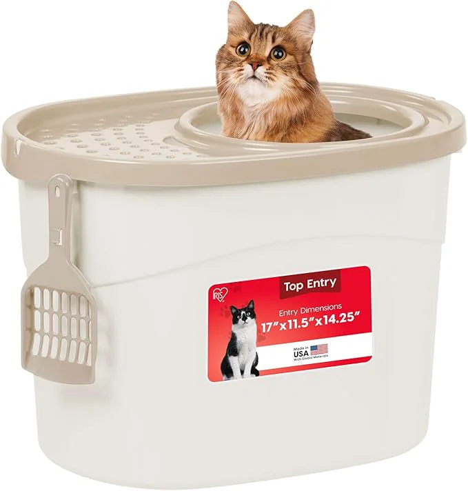 Eco-Friendly IRIS USA Top Entry Cat Litter Box Large Enclosed Consistent