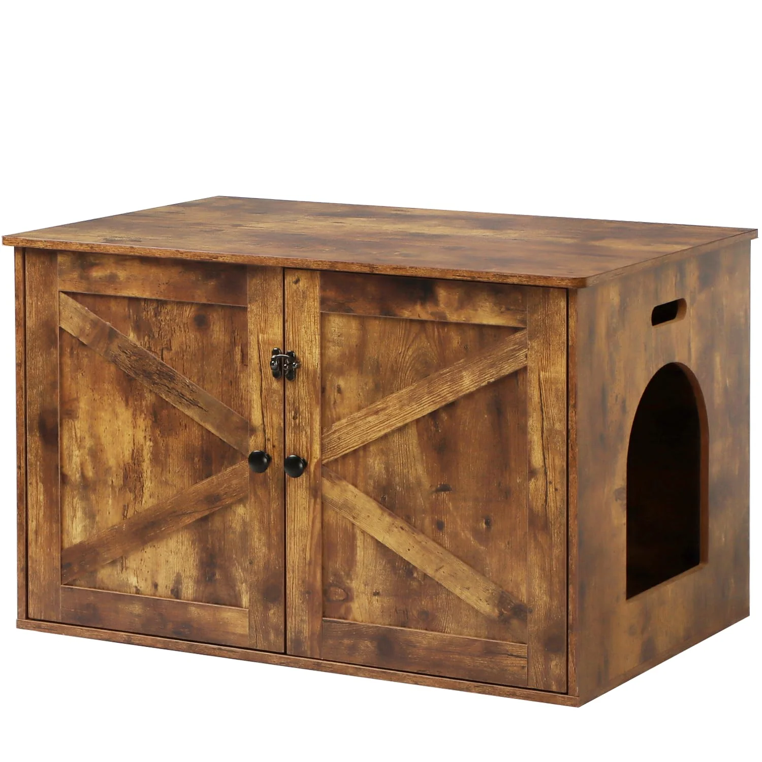 Stylish Timberer Cat Litter Box Enclosure Hidden Litter Box Furniture in Rustic Brown Fine