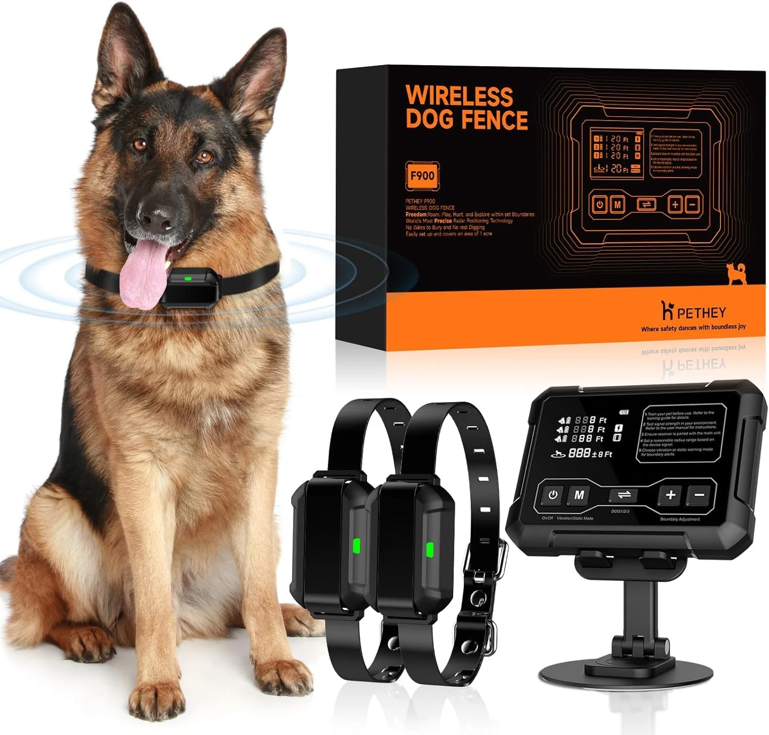 High-End PETHEY Wireless Dog Fence System Radar Boundary Indoor Outdoor 1 Acre -Time Monitoring Recyclable