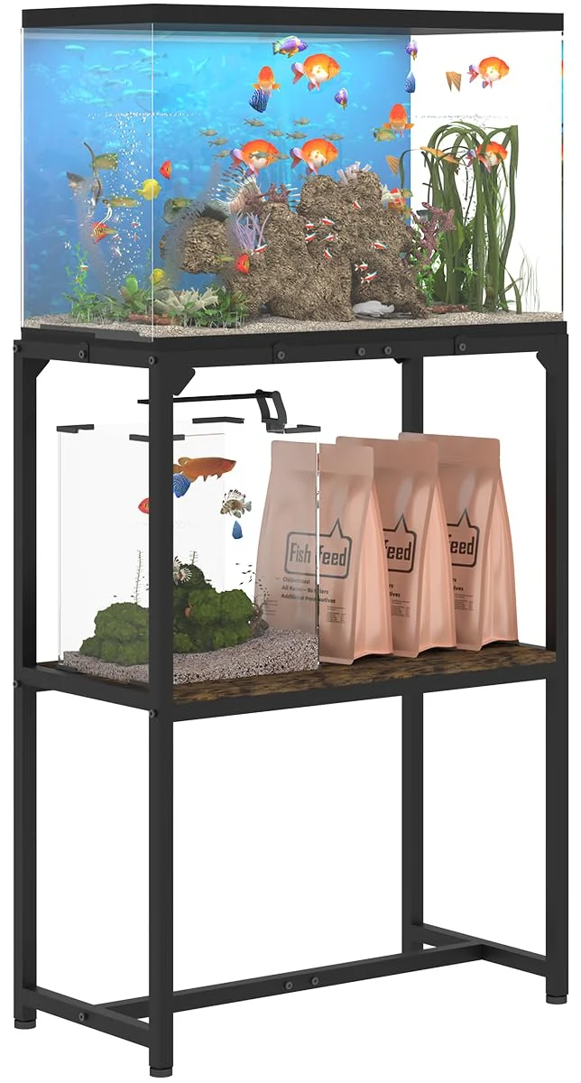 Practical Mondazie 20 Gallon Fish Tank Stand - Upgraded 32.2 Inch Height 2-Tier Metal Stand Black Excellent