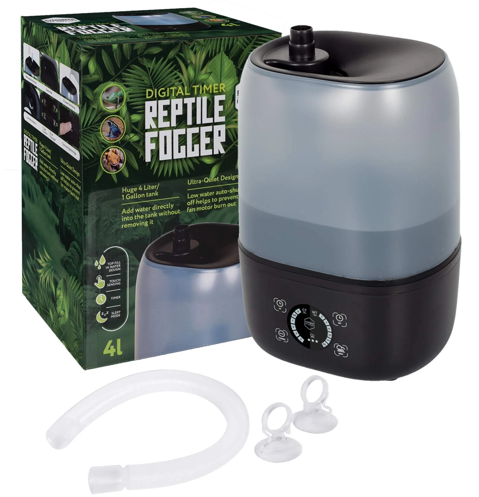 Verified Evergreen Pet Supplies Ultrasonic Reptile Fogger Humidifier with Digital Timer - 4L Black Quality