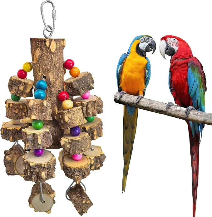 Trusted PINVNBY Wood Parrot Toys for Large Birds Wire Link Durable Macaw Toys Extra Quality