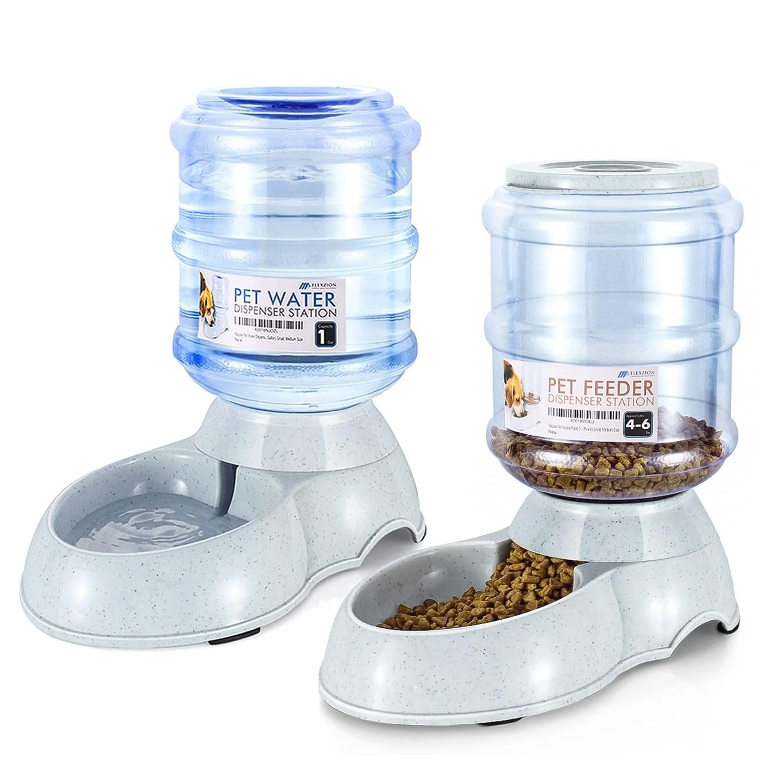 Elegant Flexzion Automatic Pet Feeder Waterer Set 2-Pack – Gravity Feed 1 Gal Water High-Performance