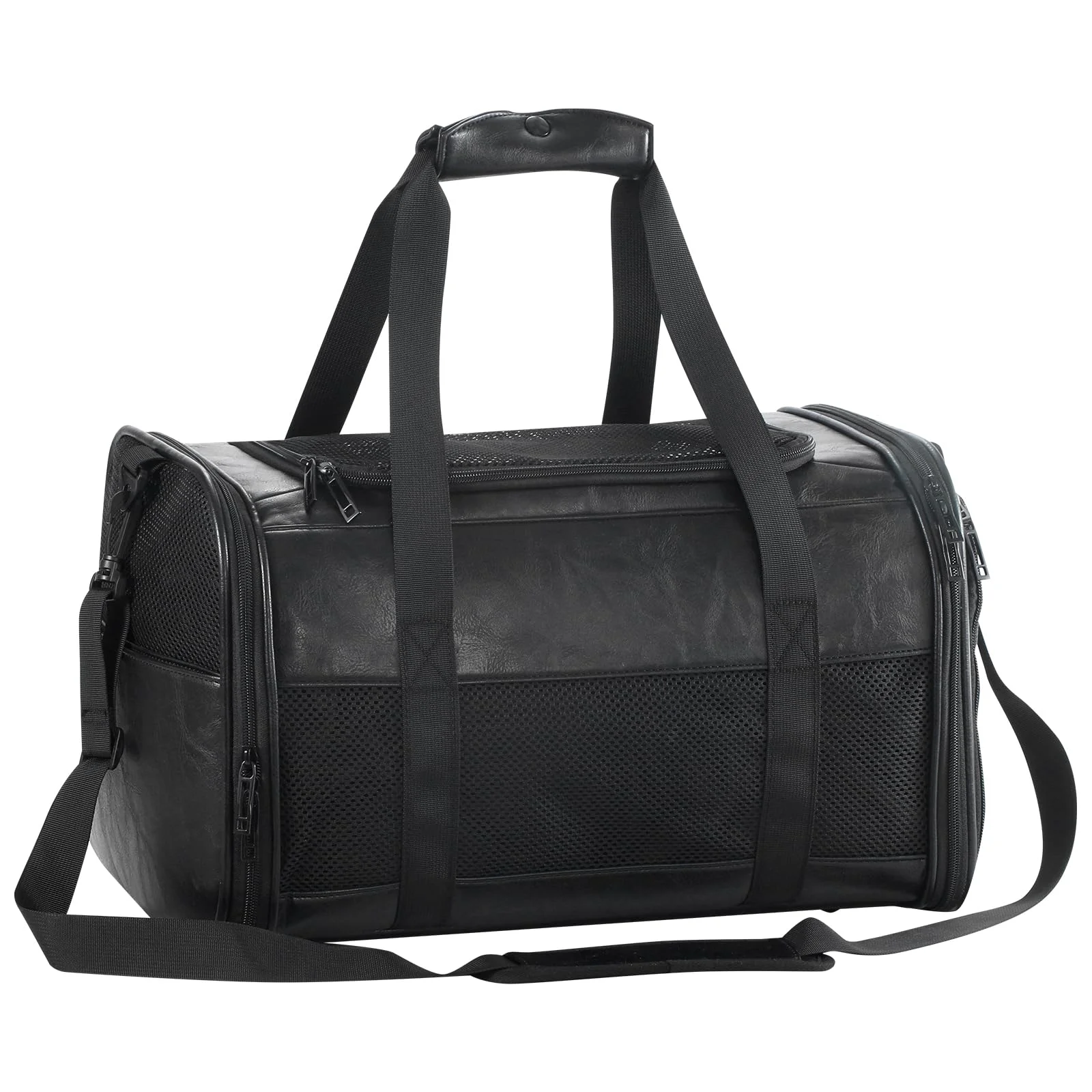 Comfortable Monanller Fashion Leather Pet Carrier — Airline- Soft Sided Carrier Black Trusted