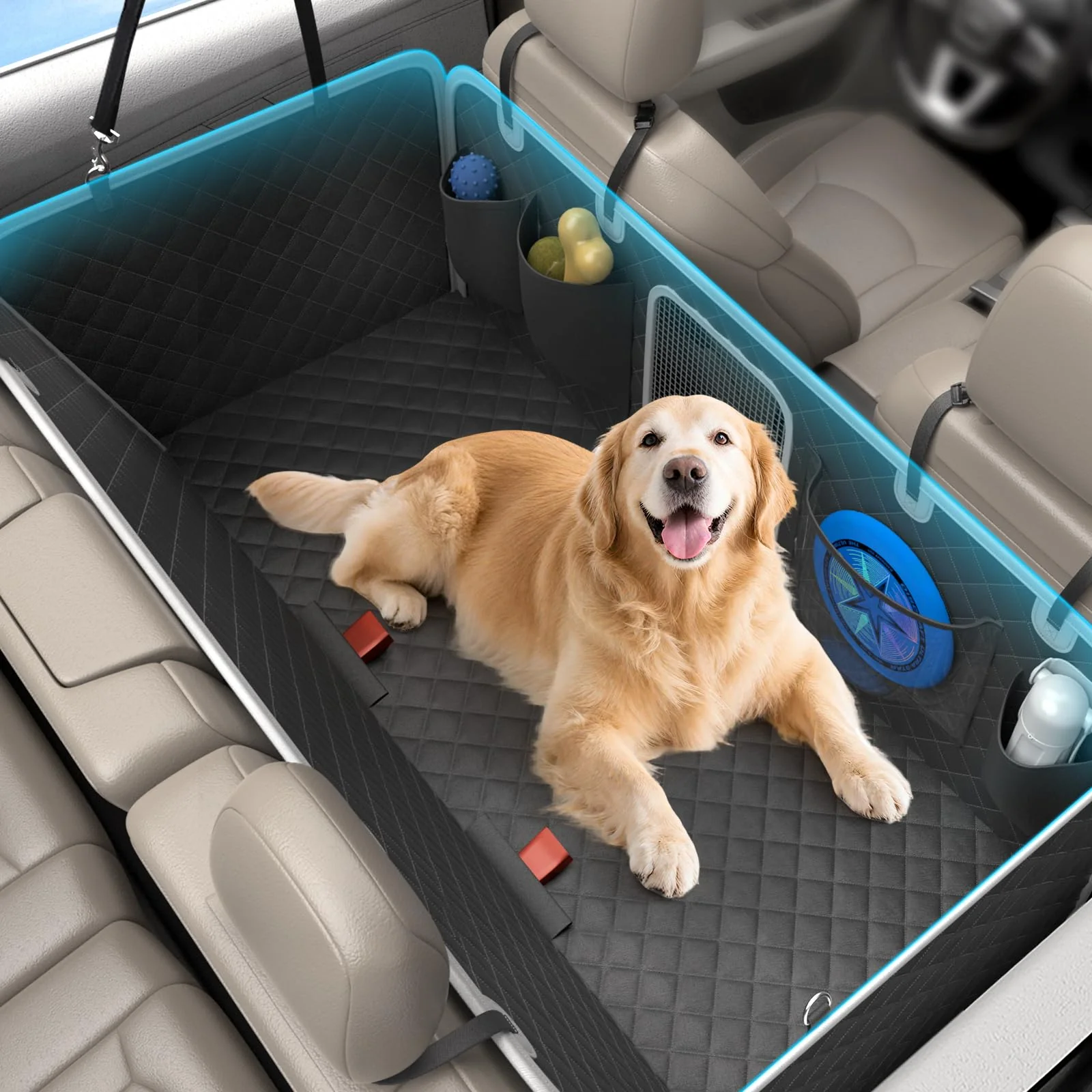 Fast PetPurrio Dog Car Seat Cover for Back Seat – Waterproof Hammock 400 lb Capacity Universal Fit Fashionable