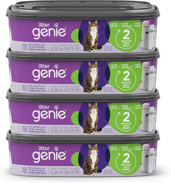 Natural Litter Genie Refill Bags Standard 4-Pack 56 total ft Up to 8 Months of Fine