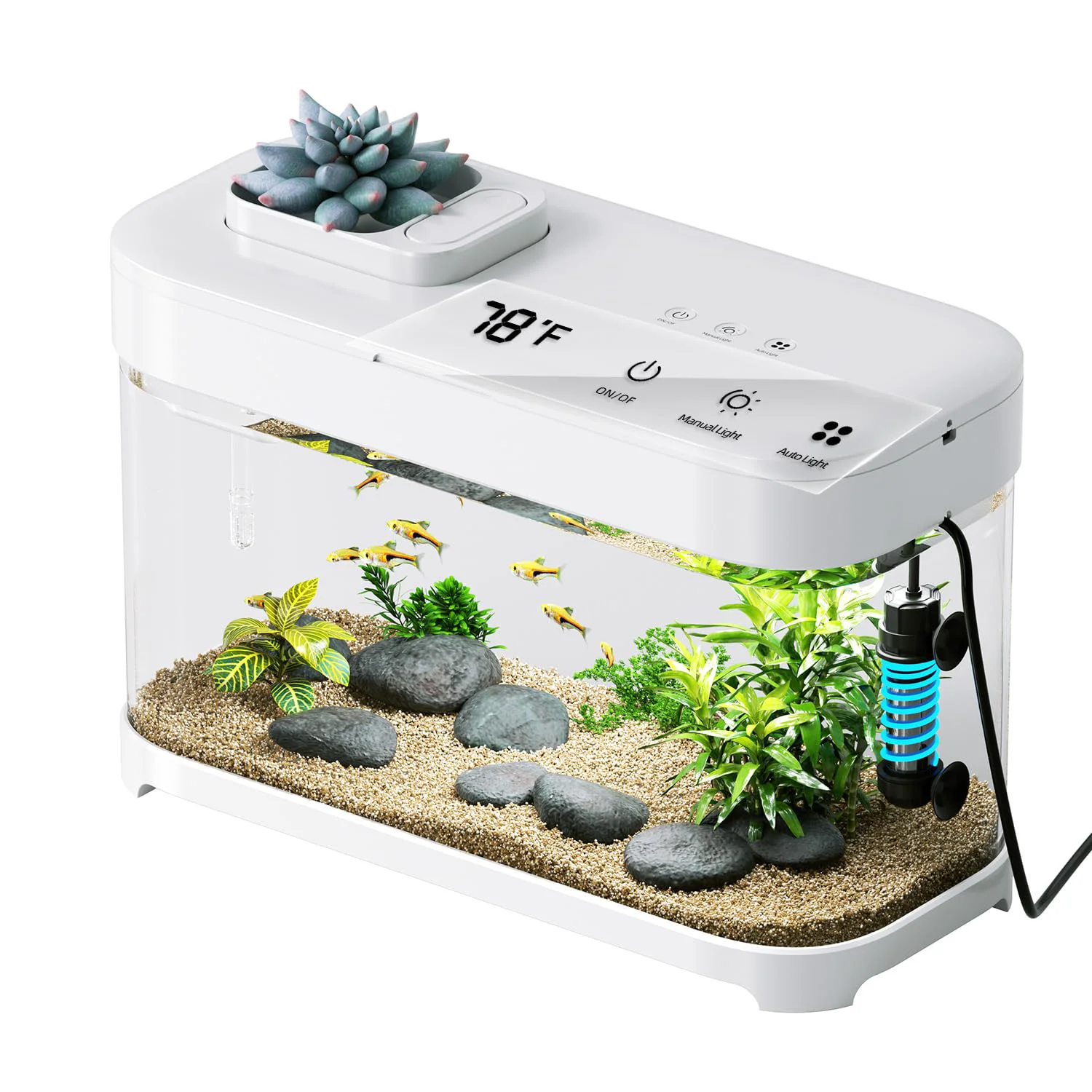Practical RED TAIL FISH Smart 3-Gallon Betta Tank with Heater 8-Color Lighting 3-Stage Filtration Responsible