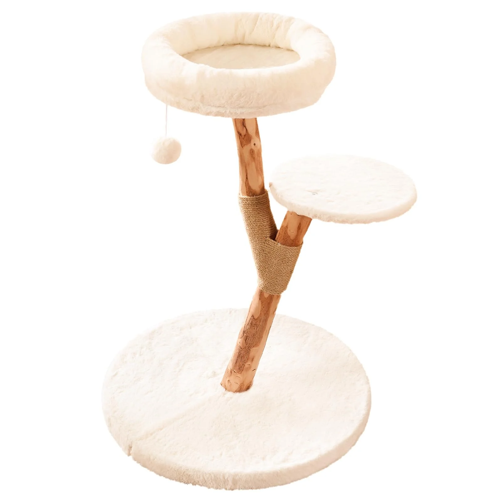 Secure YOCAN Modern Cat Tree Tower — 2-Tier Indoor Cat Furniture with Wood Posts Plush Bed Scratching Post Toy Relaxed