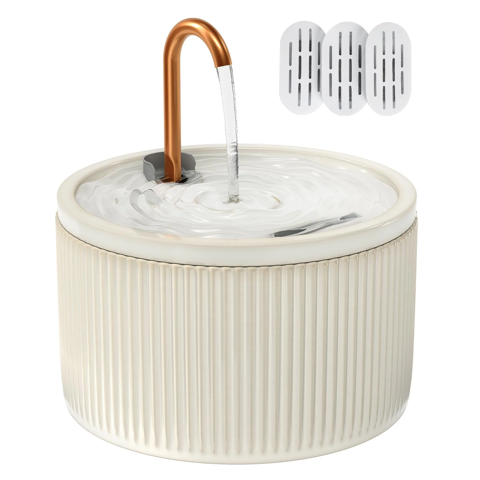 Relaxed MISFANS Ceramic Cat Water Fountain 2.1L • All-Ceramic Body Copper Spout Classic