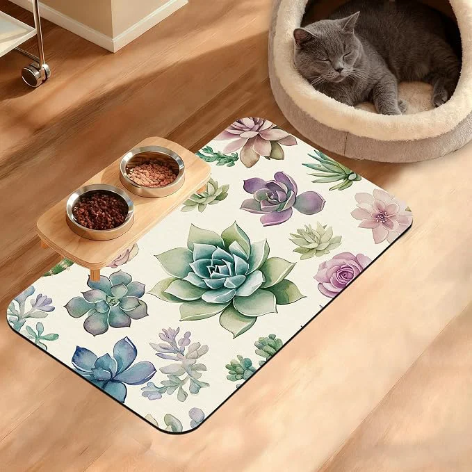 Innovative Dog Bowl Mat Cactus Pet Feeding Mat Fine