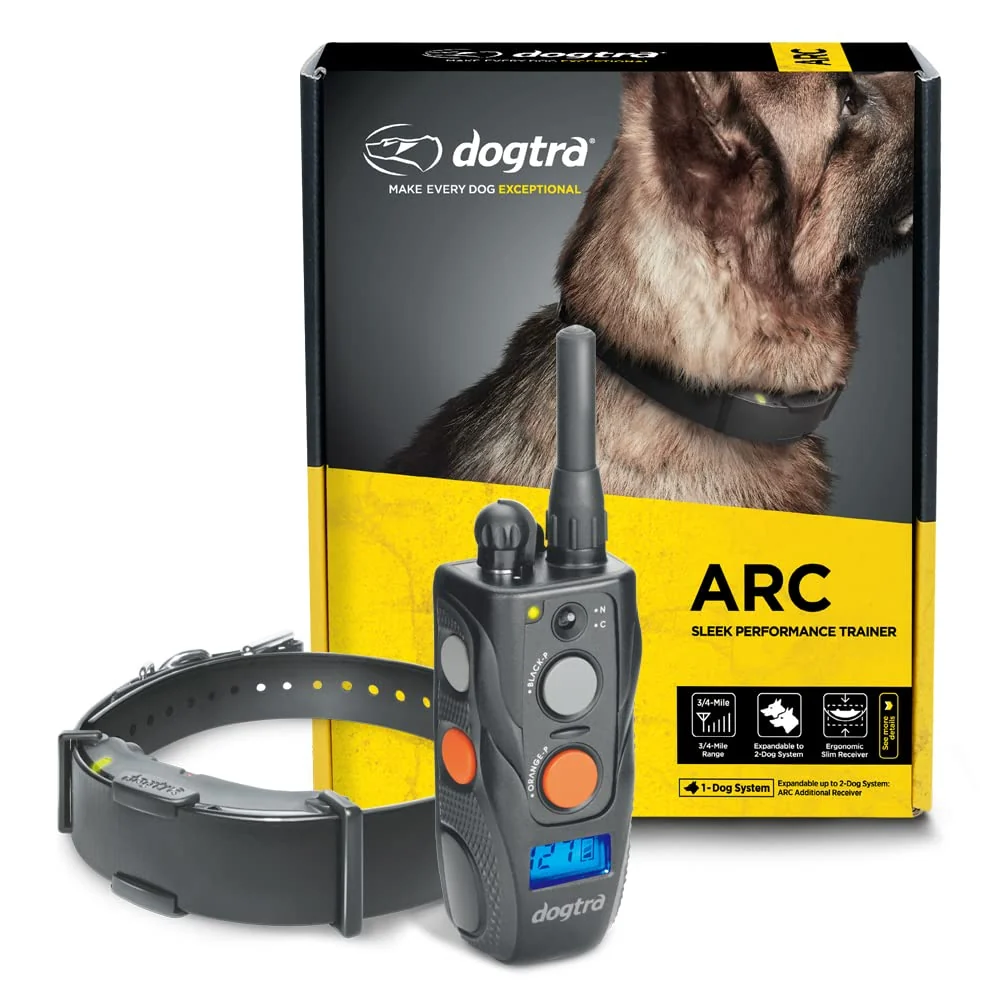 Clean Dogtra ARC Slim Ergonomic ¾ Mile Remote Training E-Collar – 127-Level LCD Control Fine