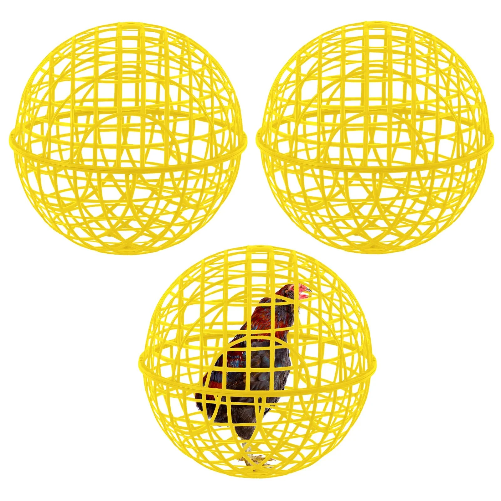 First-Class AceOrbit 3-Pack Yellow Ball Cage Set — 19.7in Rolling Outdoor Coop for Chickens Rabbits Birds Elite