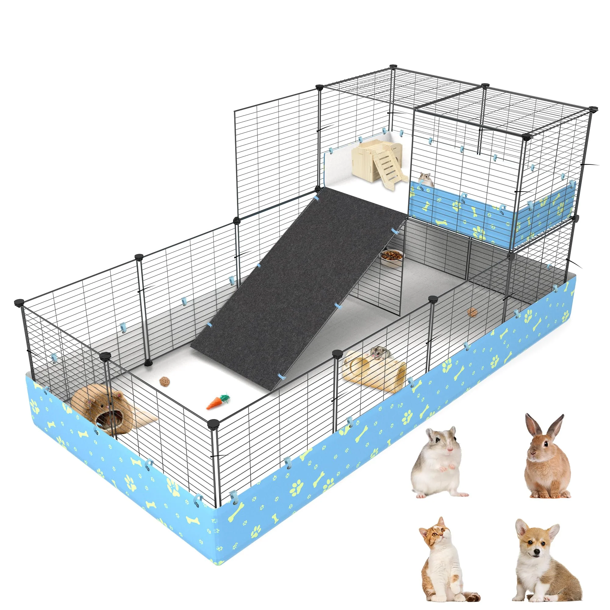 Carefully Designed MODESLAB 2-Story Guinea Pig Cage with Tarp – Large 25-Panel C C Loft for Small Pets Casual