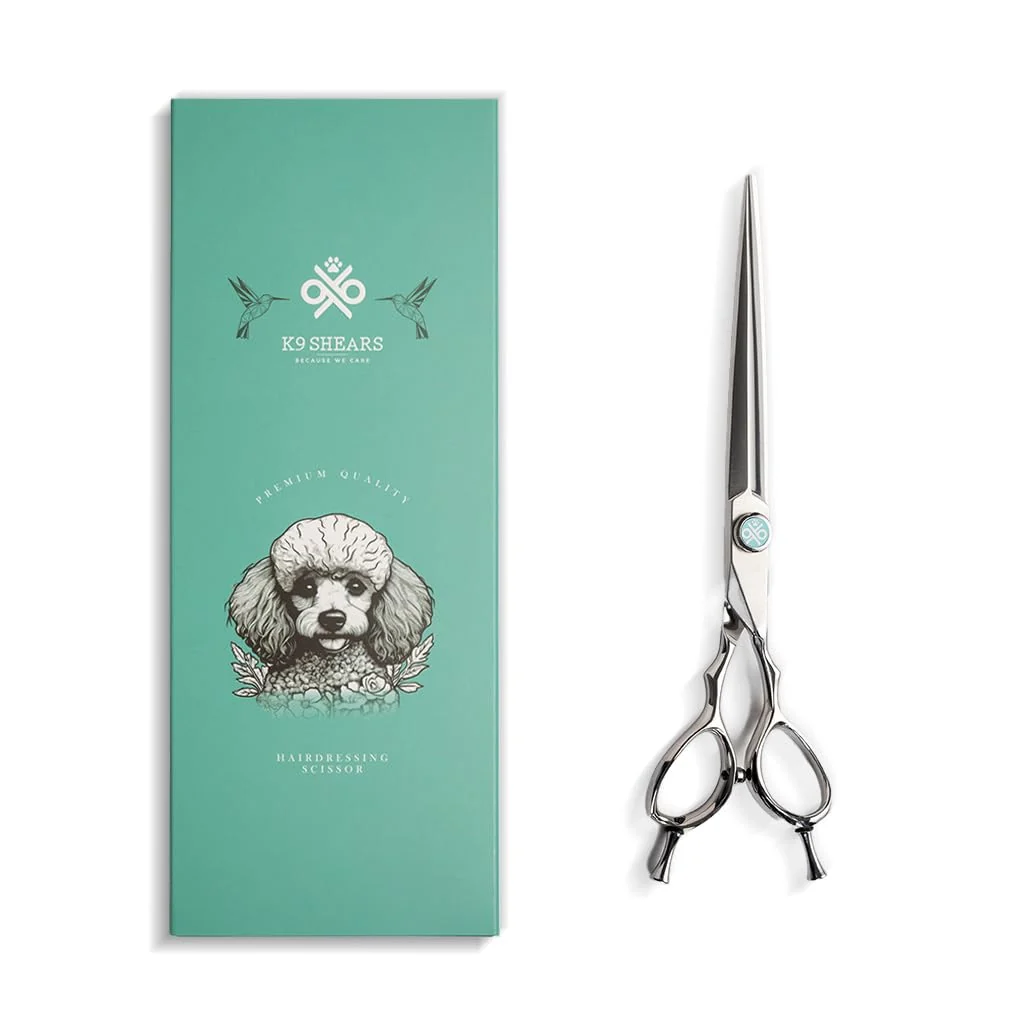 Organic K9 Shears 7-inch Dog Grooming Scissors with Sawtooth Blade - VG10 Japanese Steel Lightweight Ergonomic Premium Material