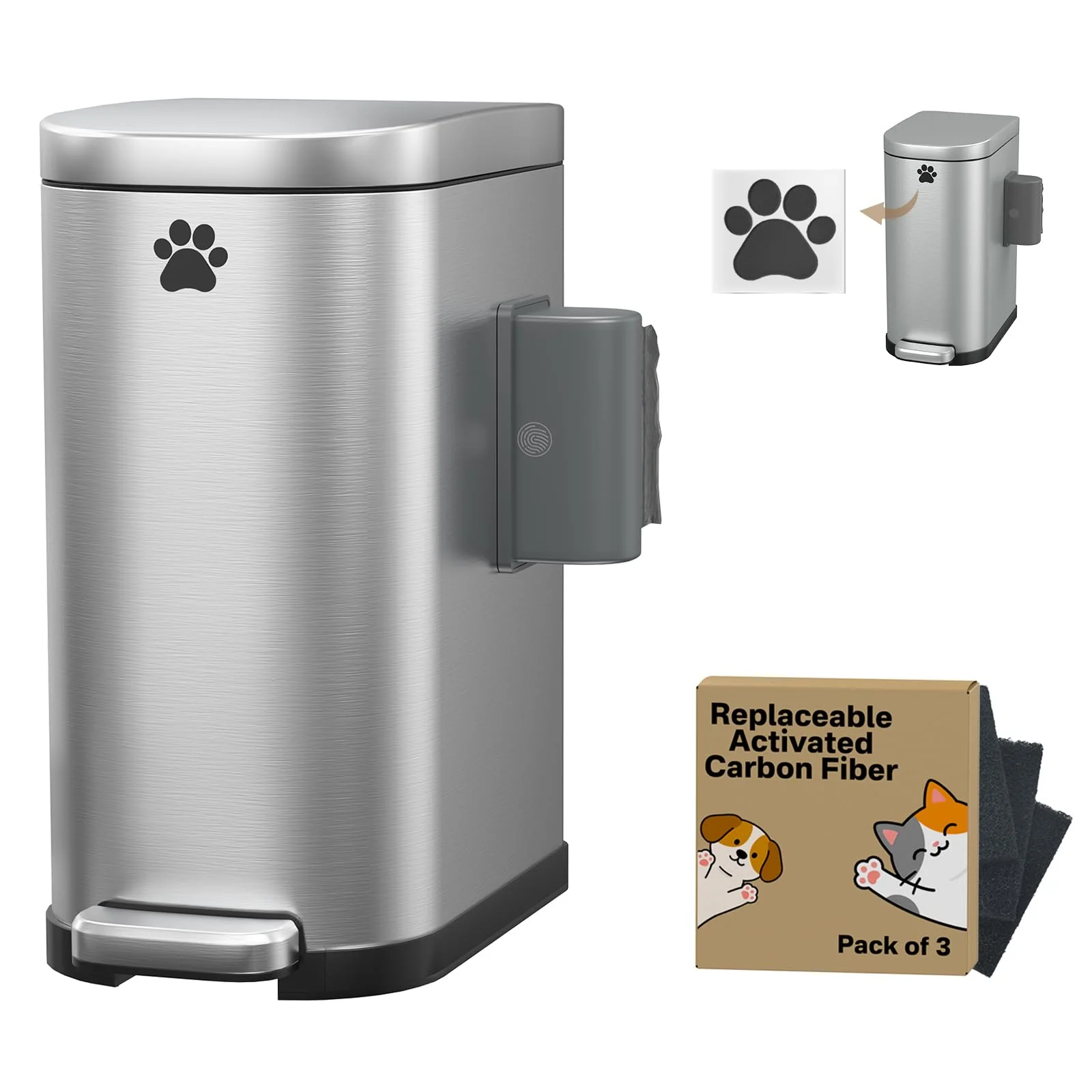 Trendy organizelink Dog Poop Trash Can Outside with Odor Control Lid and Step Pedal — 3.2 Gal Stainless Steel Smart