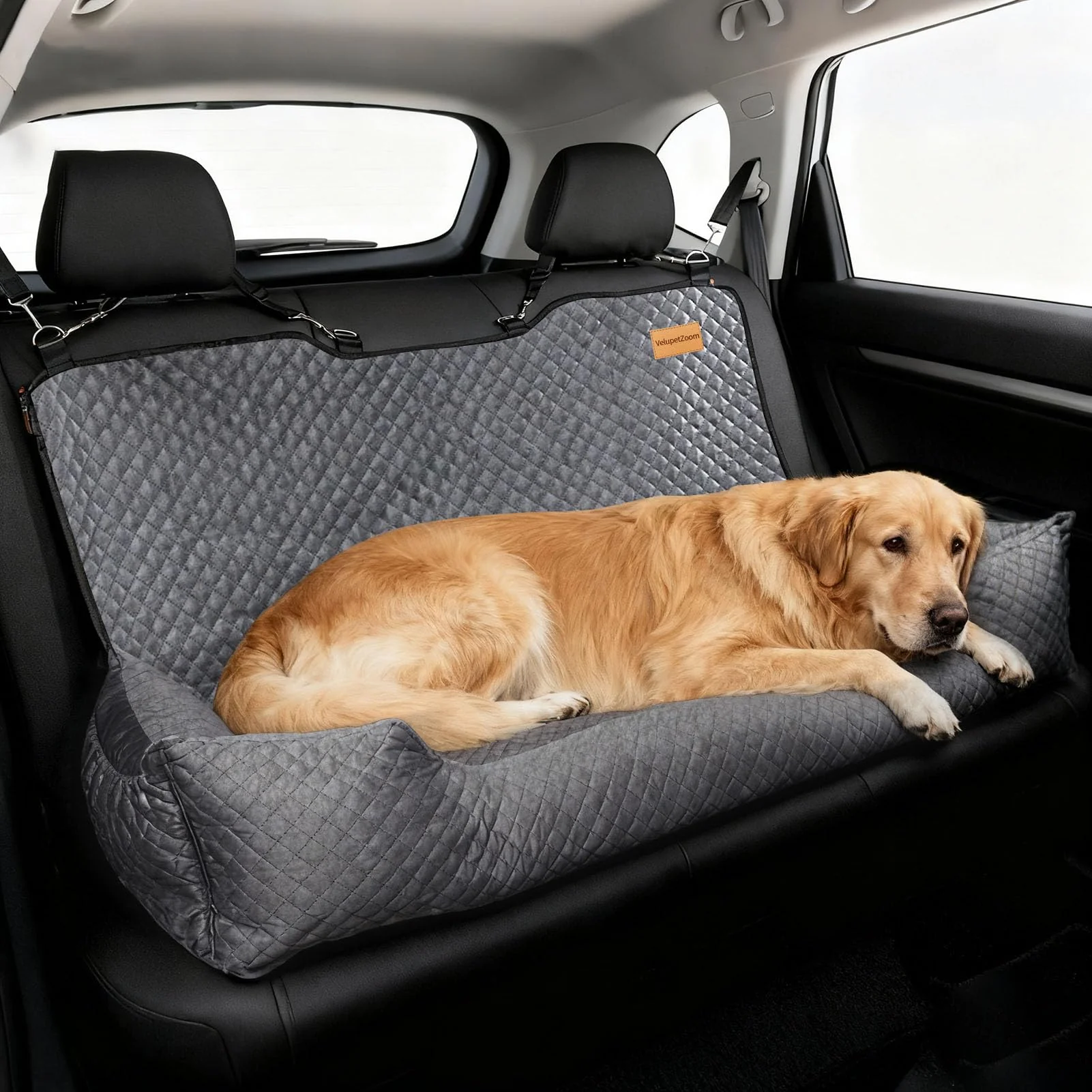 Green Velupet Zoom Dog Car Seat for Large Medium Dogs – Easy Install Booster Seat Gray Responsible