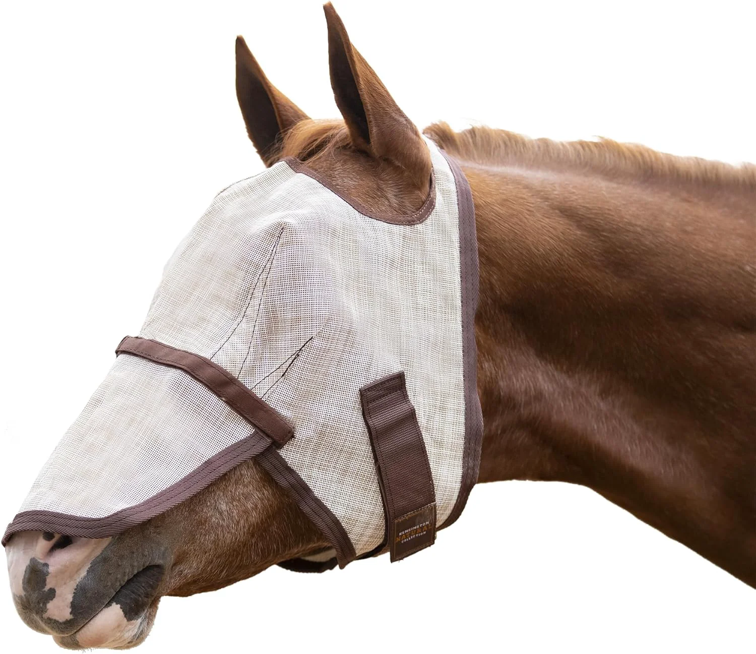 Unique Kensington Signature Fly Mask with Removable Nose — Protects Horses Face and Nose from Biting Insects and UV Rays While Allowing Full Visibility — Ears and Forelock Able to Come Through The Mask Fine Crafted