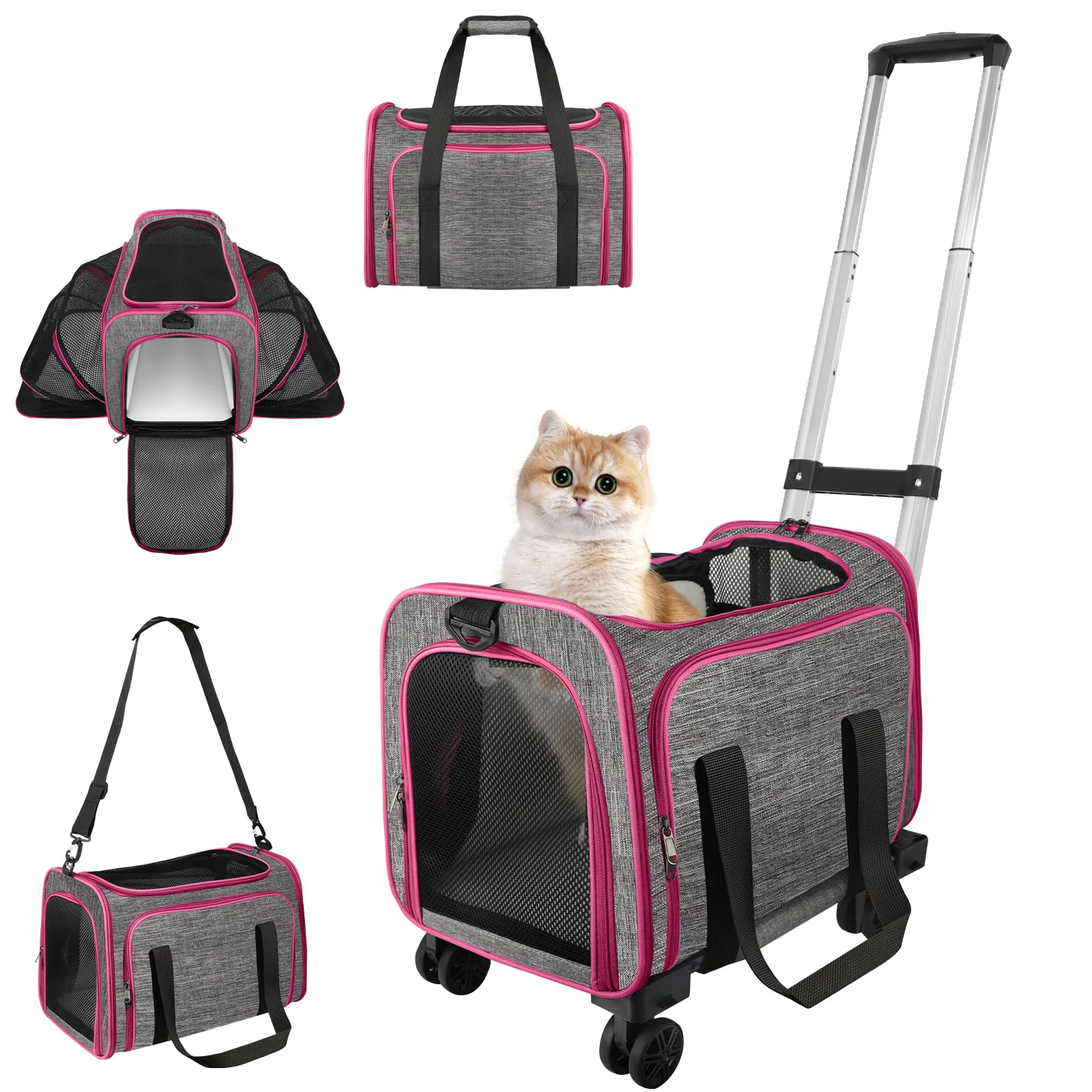 Reliable Xeoca Pet Carrier with Wheels — Airline- Rolling Carrier up to 33 lbs 3-in-1 Design Prestigious