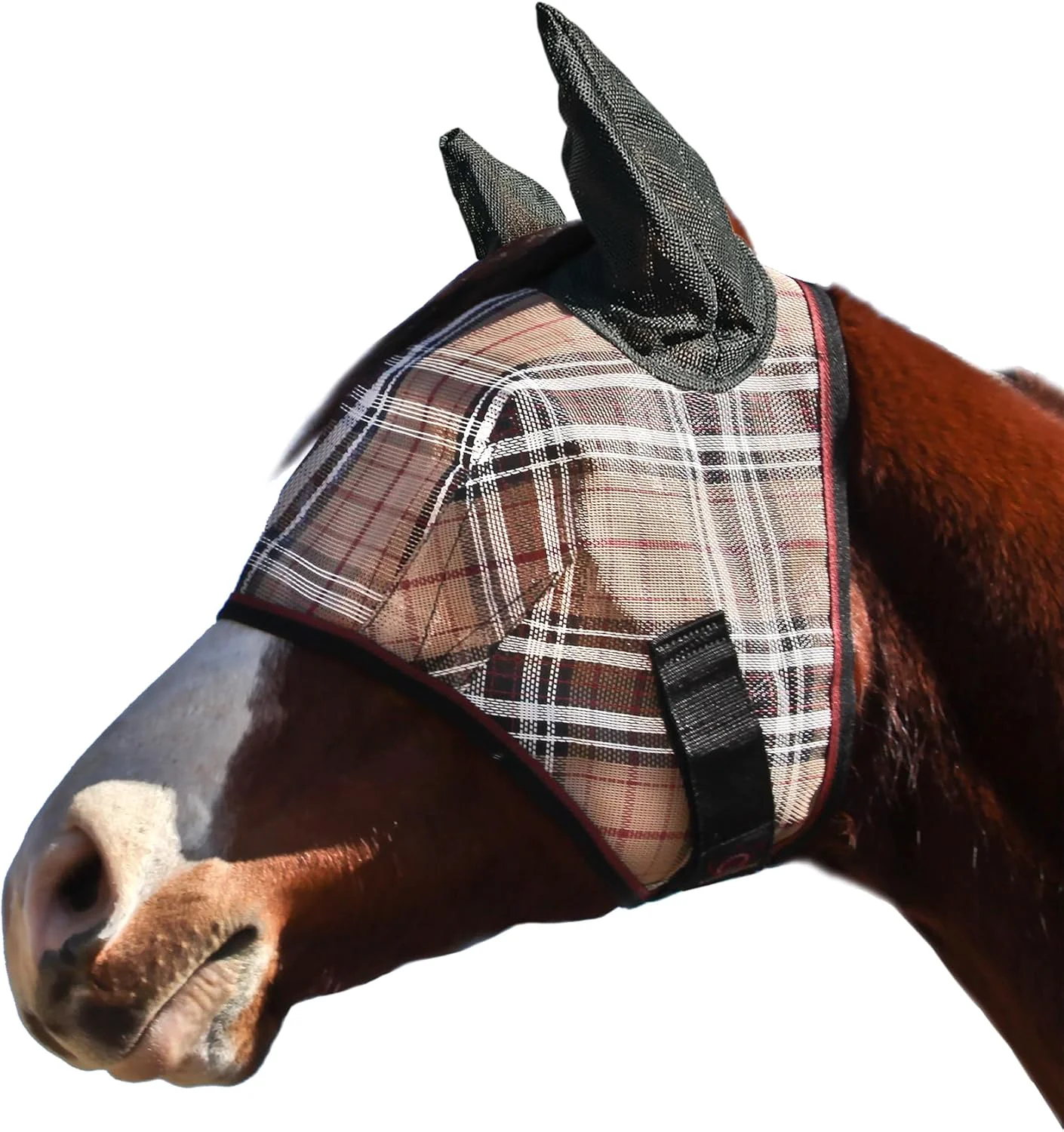 User-Friendly Kensington Signature Fly Mask w Web Trim Soft Mesh Ears Forelock Opening Size M-Small Horse Color 121 - Deluxe Black Selected