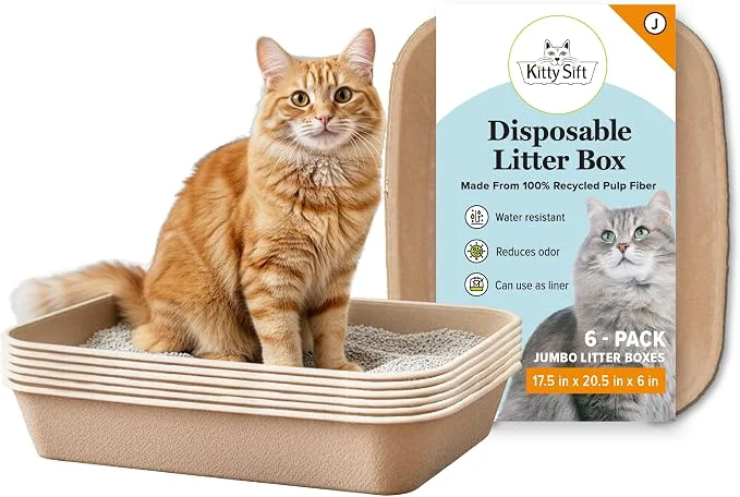 Sustainable Kitty Sift Disposable Cat Litter Box Jumbo Durable and Portable Genuine