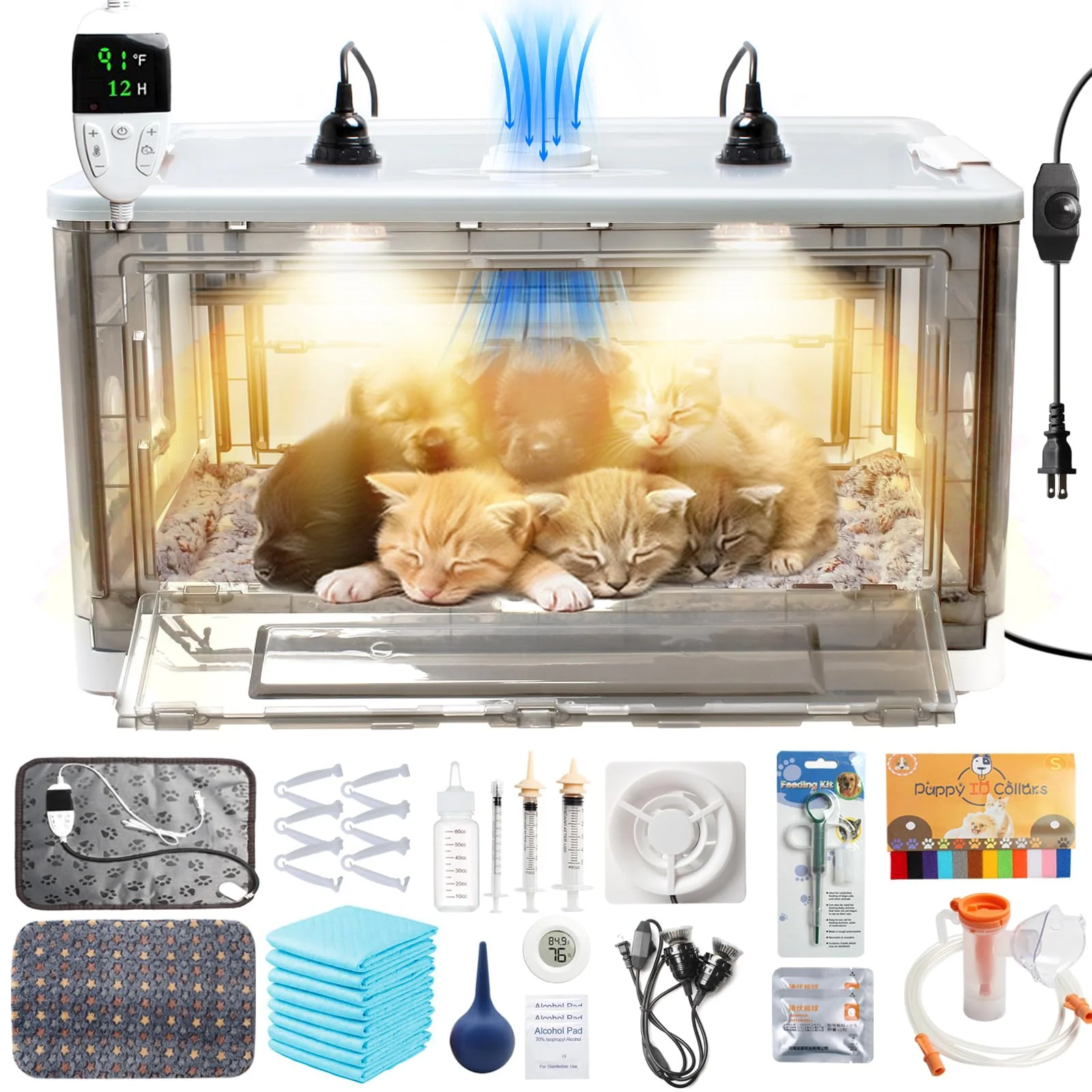 Crafted Geniprem Puppy Incubator with Heating Fan — 85L for Puppies Kittens User-Friendly