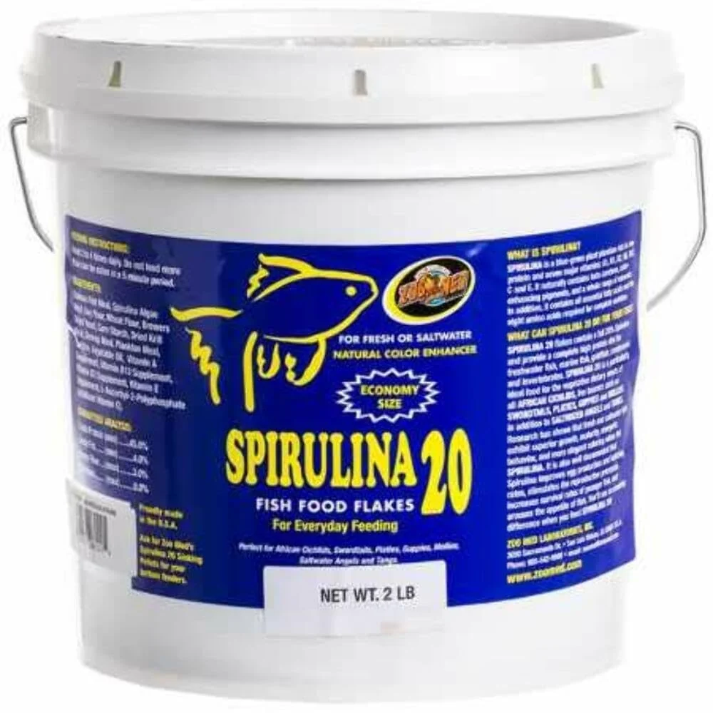 Excellent Zoo Med Spirulina 20 Fish Food Flakes 2 lb Easy to Administer for Freshwater Fish Sophisticated