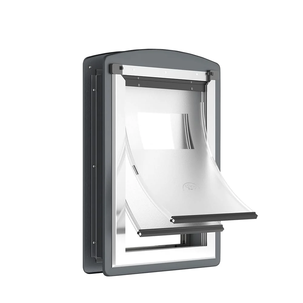 Functional MAVRICPOWER Steel Medium Dog Door for Doors Thin Walls — Two Sliding Panels Extreme Weather Trusted