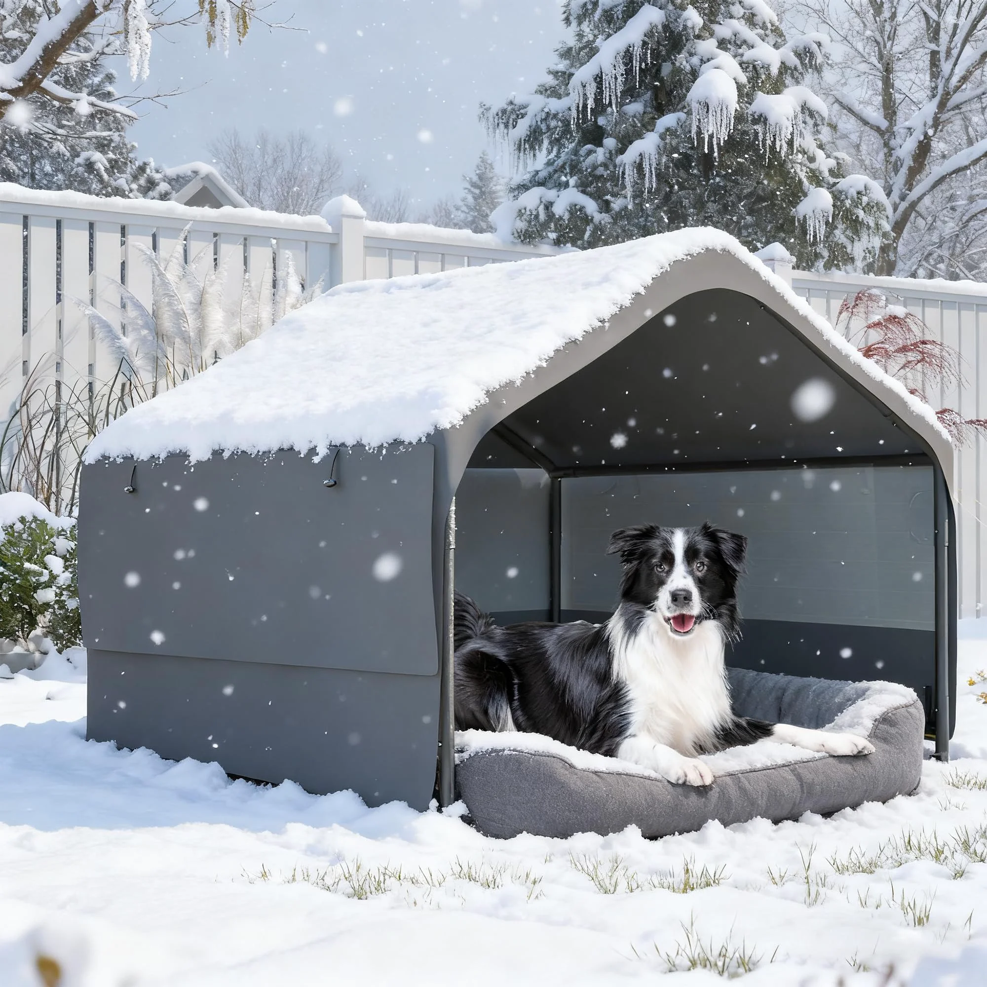 Flexible Hohuqeri Extra Large Dog Shade Shelter 4x4x3' – Waterproof Outdoor Tent with 3-Sided Mesh Healthy
