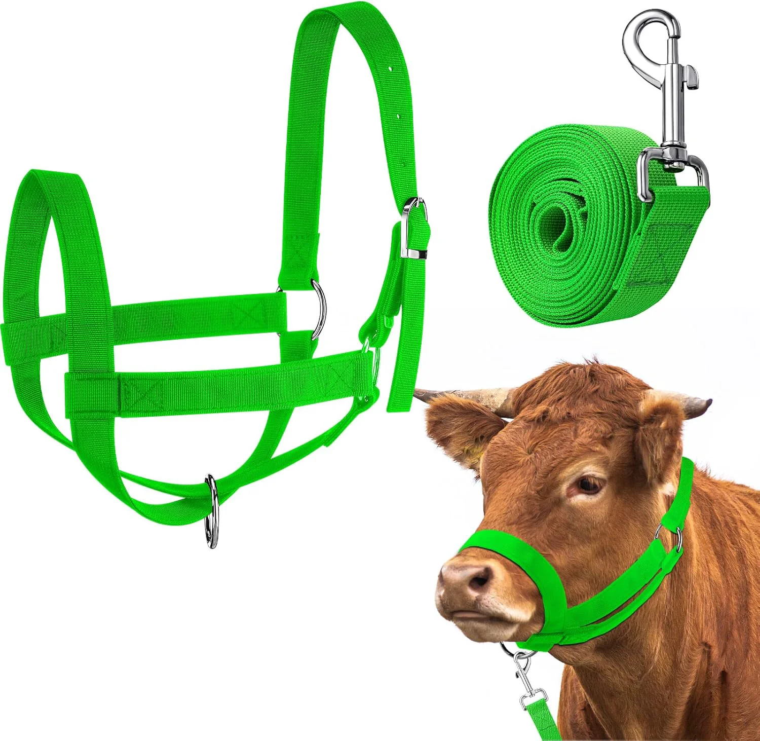 Eco-Friendly Hillban Cow Halter Cattle Halters Adjustable Calf Halter with Leading Rope for Miniature Horse Donkey Goat Foal Nylon Cattle Training Supplies Fine Crafted