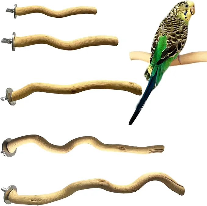 Smart Allazone 5 PCS Natural Parrot Perch Bird Stand Wooden Parrot Perch Stand Refined