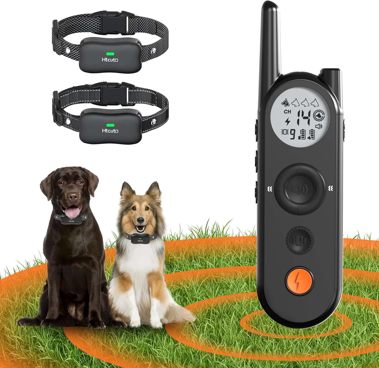 Comfortable Htcuto X3 Wireless Fence Training Collar for 2 Dogs — 3500ft Boundary 6100ft Remote IPX7 185-Day Battery Smooth