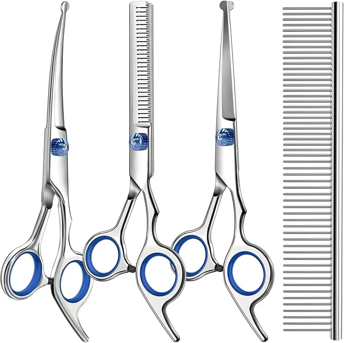 Powerful Professional 4 in 1 Dog Cat Grooming Scissors Kit Reusable