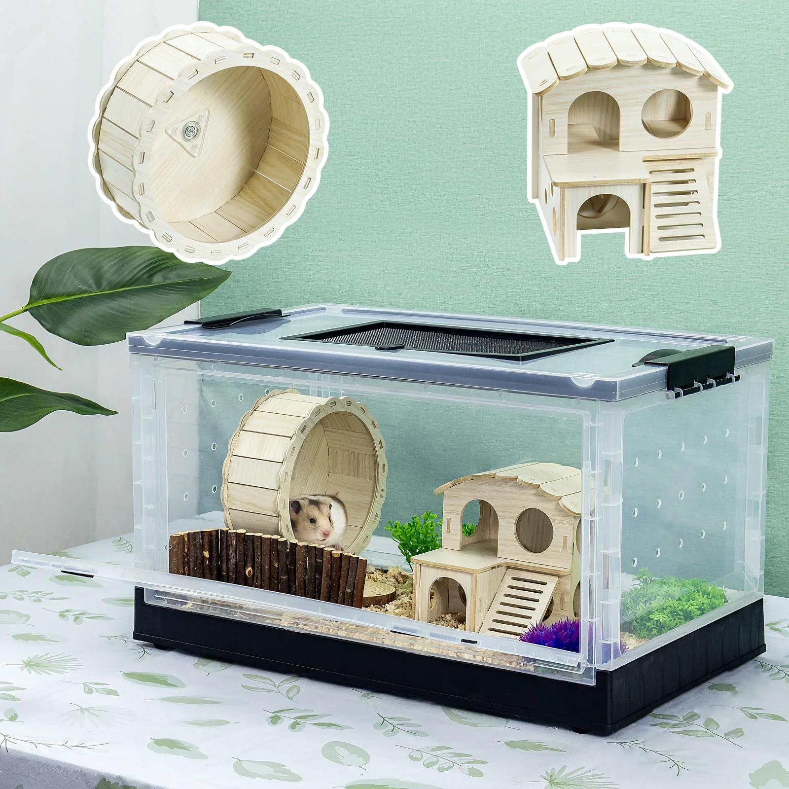 Advanced RunDuck 22-Inch Foldable Small Animal Cage – 360° View Ventilated Villas Wheels Clean