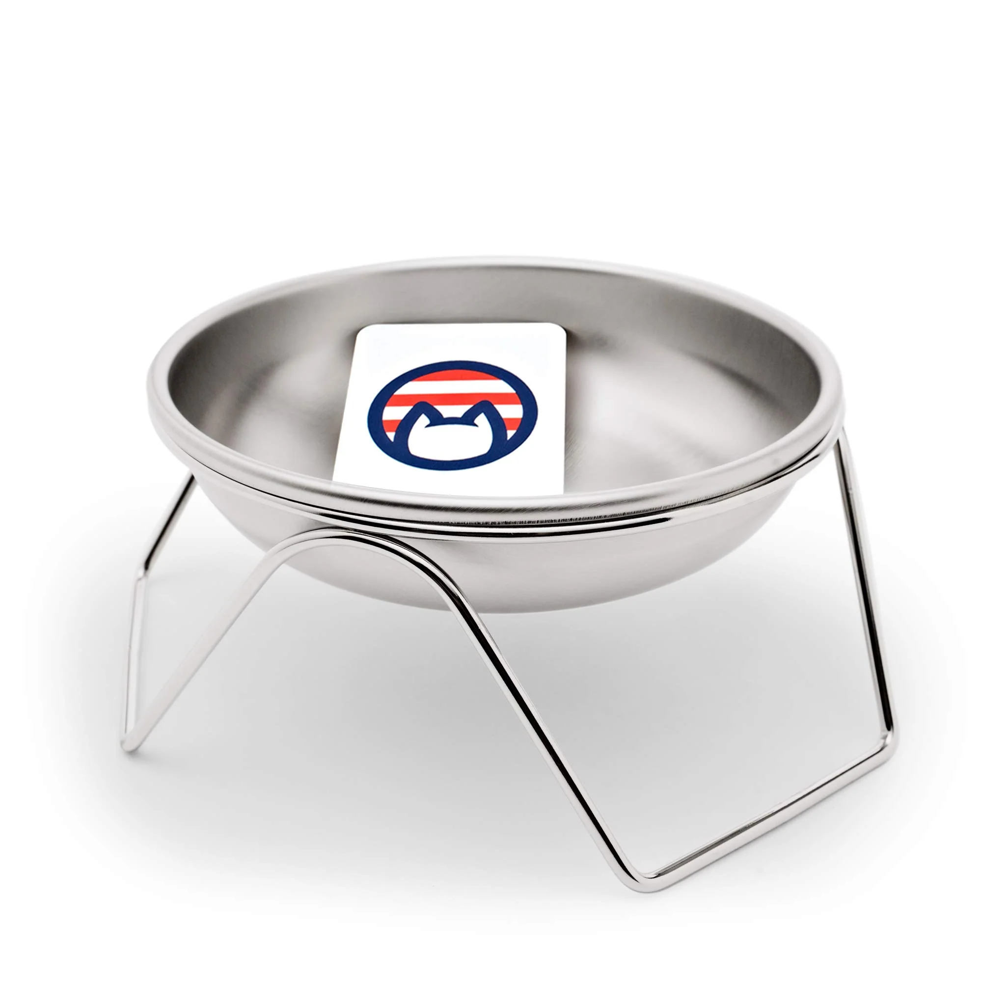 Verified Raised Cat Bowl Stand for Food Water by Americat – USA Made Stainless Steel Whisker-Friendly Genuine
