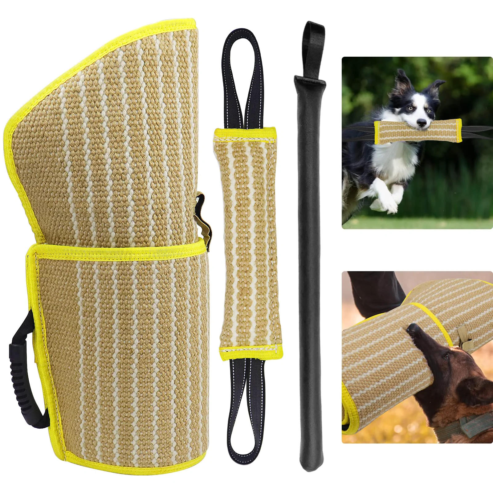Sophisticated DGSL Dog Bite Training Set Sleeve Pillow Training Stick Vertical Stripe Pure