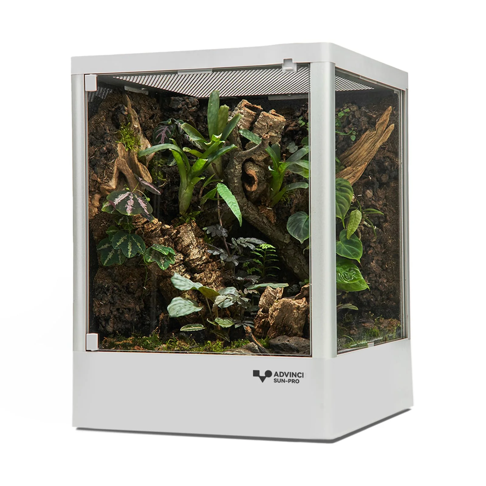 Fashionable ADVINCI Reptile Glass Terrarium 12x12x16 — 9.5 Gallon Knock-Down Dual-Locking Aluminum Frame Customizable Glass or Insulated Side Panels Original Design