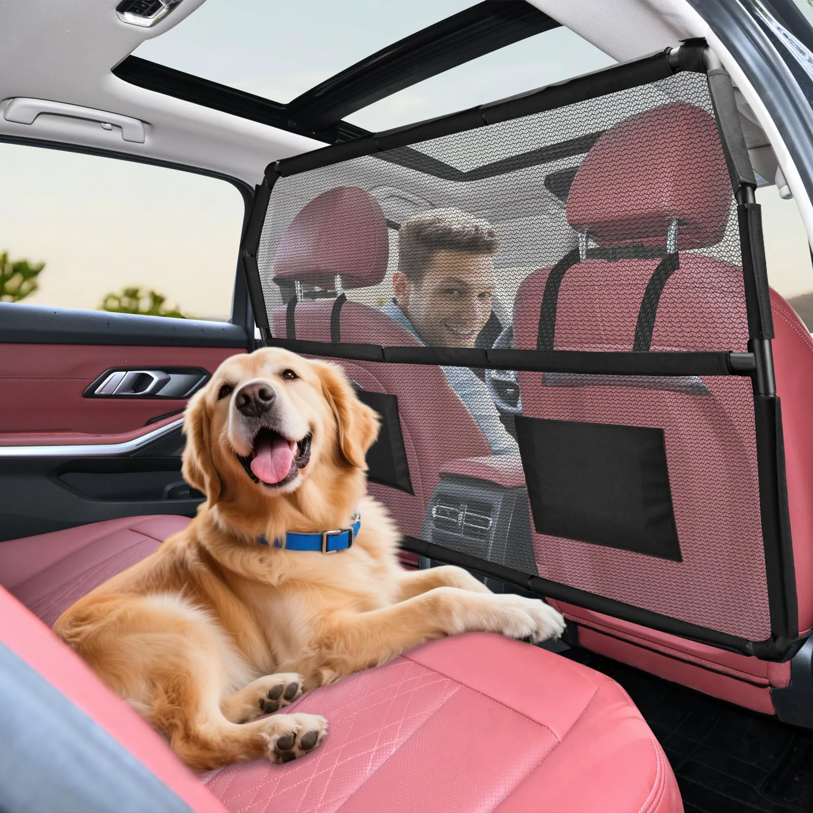 Authentic ROUWINNE 50-Inch SUV Dog Barrier – Escape-Proof Back Seat Divider Cargo Gate Certified