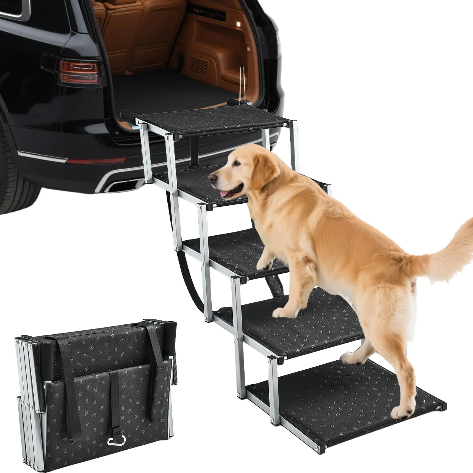 Dependable Saker Foldable Dog Ramp for Cars SU – 200lb Capacity Non-Slip Pet Steps Portable Sturdy Exceptional