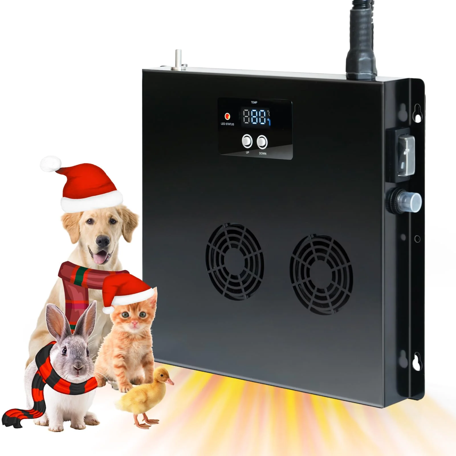 Green Briidea 400W Dog House Heater with PTC Fast Heating — 32–122°F 11.5ft Cord Heats 120 cu ft High-Grade
