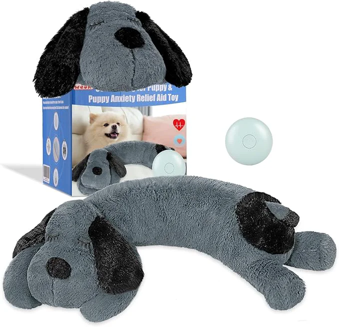 High-Quality Puppy Heartbeat Toy for Separation Anxiety Relief Heartbeat Stuffed Animal Green