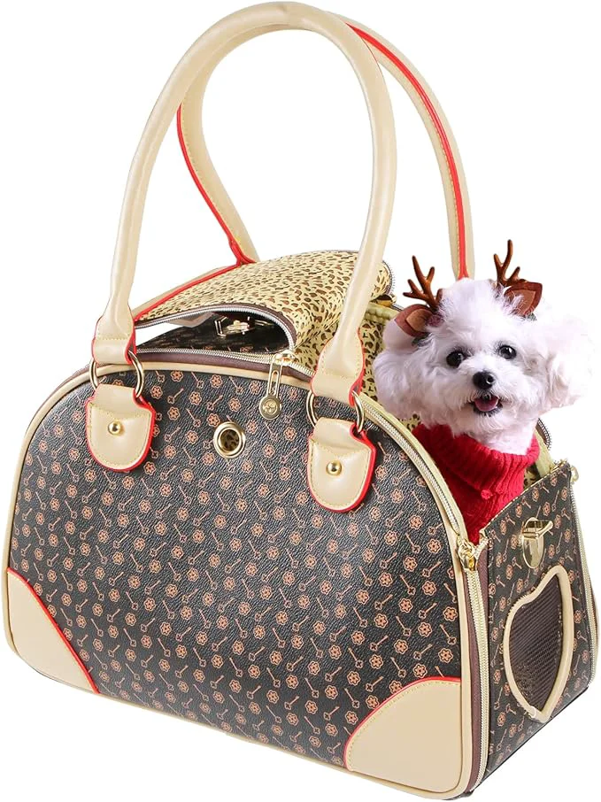 Effective Fashion Dog Carrier PU Leather Dog Handbag Dog Purse Cat Tote Bag Pet Cat Dog Innovative