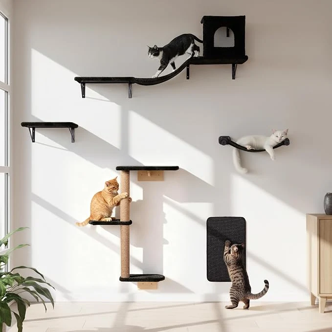 Effective Wall Mounted Cat Furniture Combo of 5 5 in 1 Cat Shelves Durable