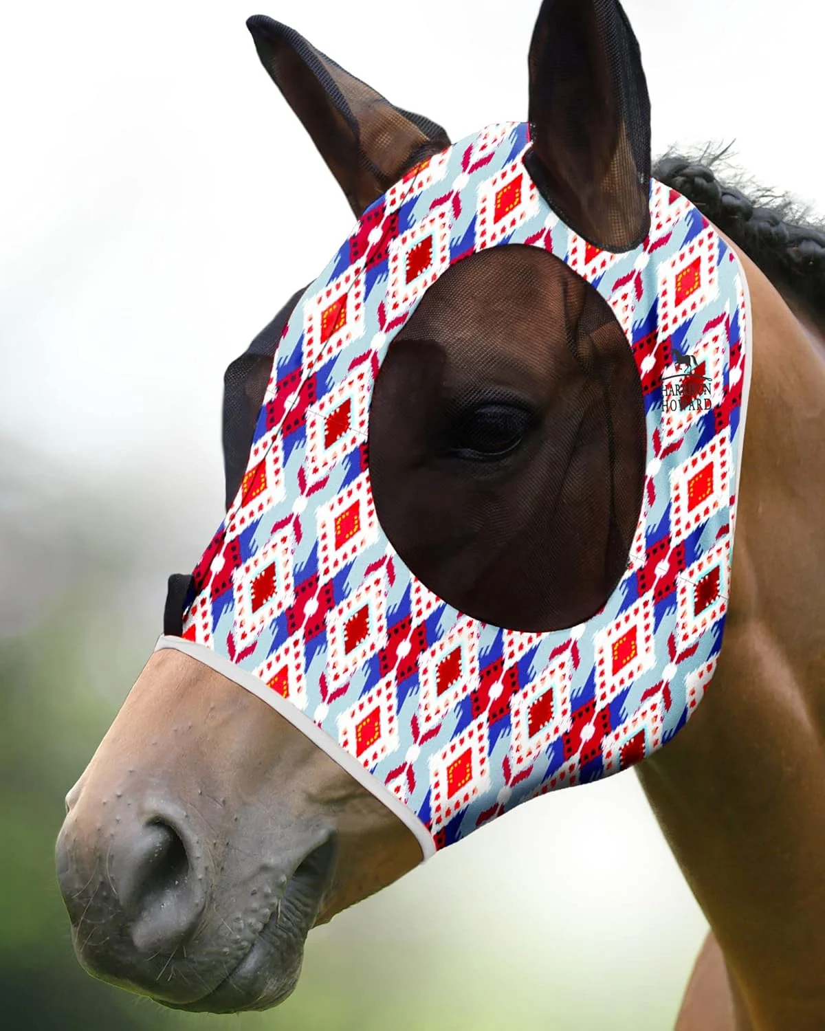 Smooth Harrison Howard Super Comfort Stretchy Fly Mask Large Eye Space with UV Protection Soft on Skin with Breathability Tribal Abstract M Cob Exceptional
