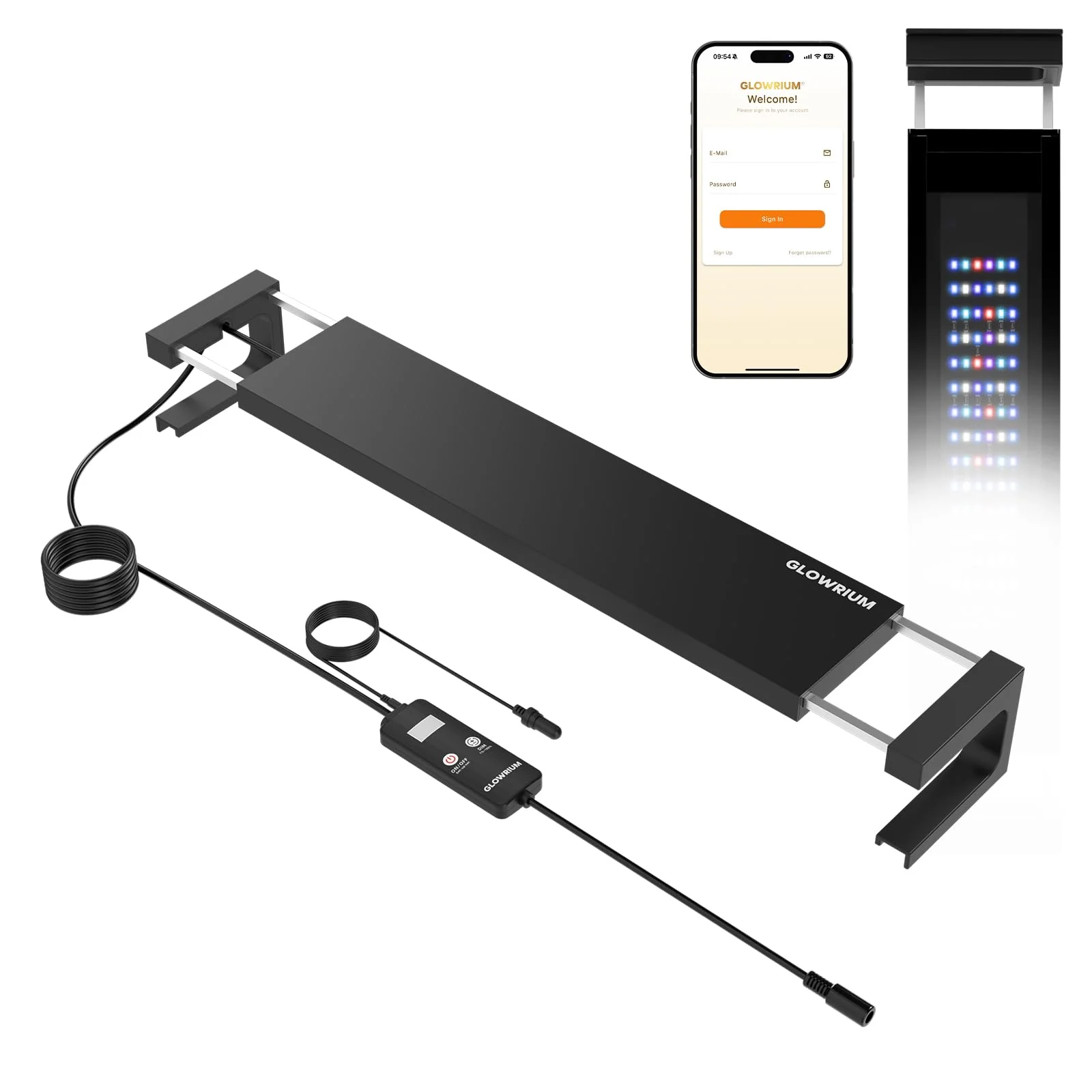 Natural GLOWRIUM Saltwater Aquarium Light – Bluetooth WiFi Dual Control DIY Spectrum -Time Temperature Sensor 36–48 in Optimized