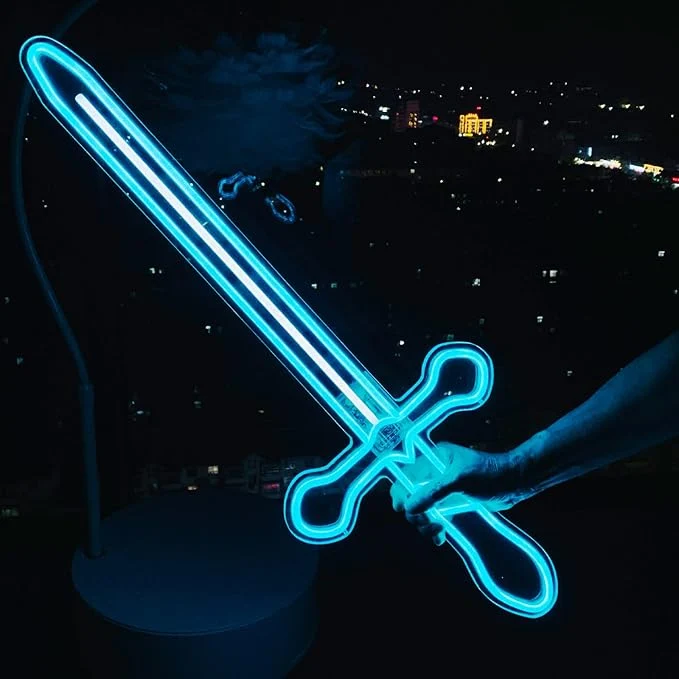 Casual 30 LED Sword Neon Sign–Medieval neon sign Sword Prop Weapon，Boys Kids，Gifts for Teens，Boys Room Decor，Wall Decor Cosplay Costume Accessory Roleplay Halloween，Christmas GiftsAbout ThisOverview Selected