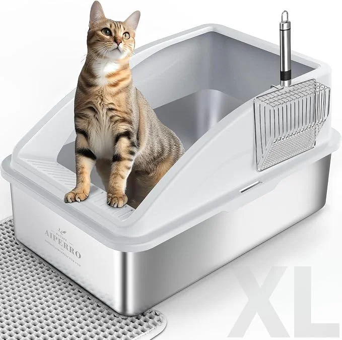 Relaxed Stainless Steel Litter Box XL Enclosed Cat Litter Boxes Efficient
