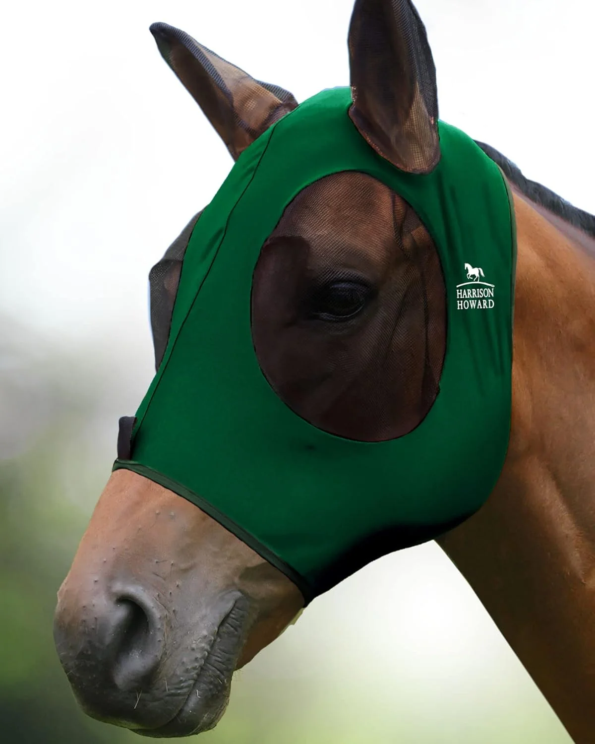 Efficient Harrison Howard Super Comfort Stretchy Fly Mask Large Eye Space with UV Protection Soft on Skin with Breathability Deep Green M Cob High-Quality