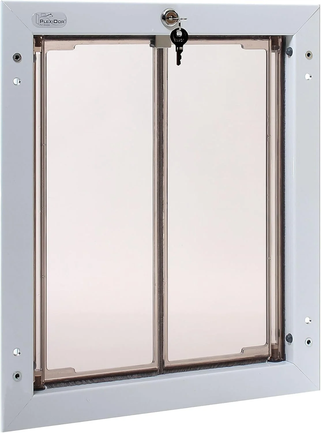 Soft PlexiDor Plexidor Performance Door Mount Pet Doors with Lock and Key – Energy Efficient Two-Panel White High-Performance