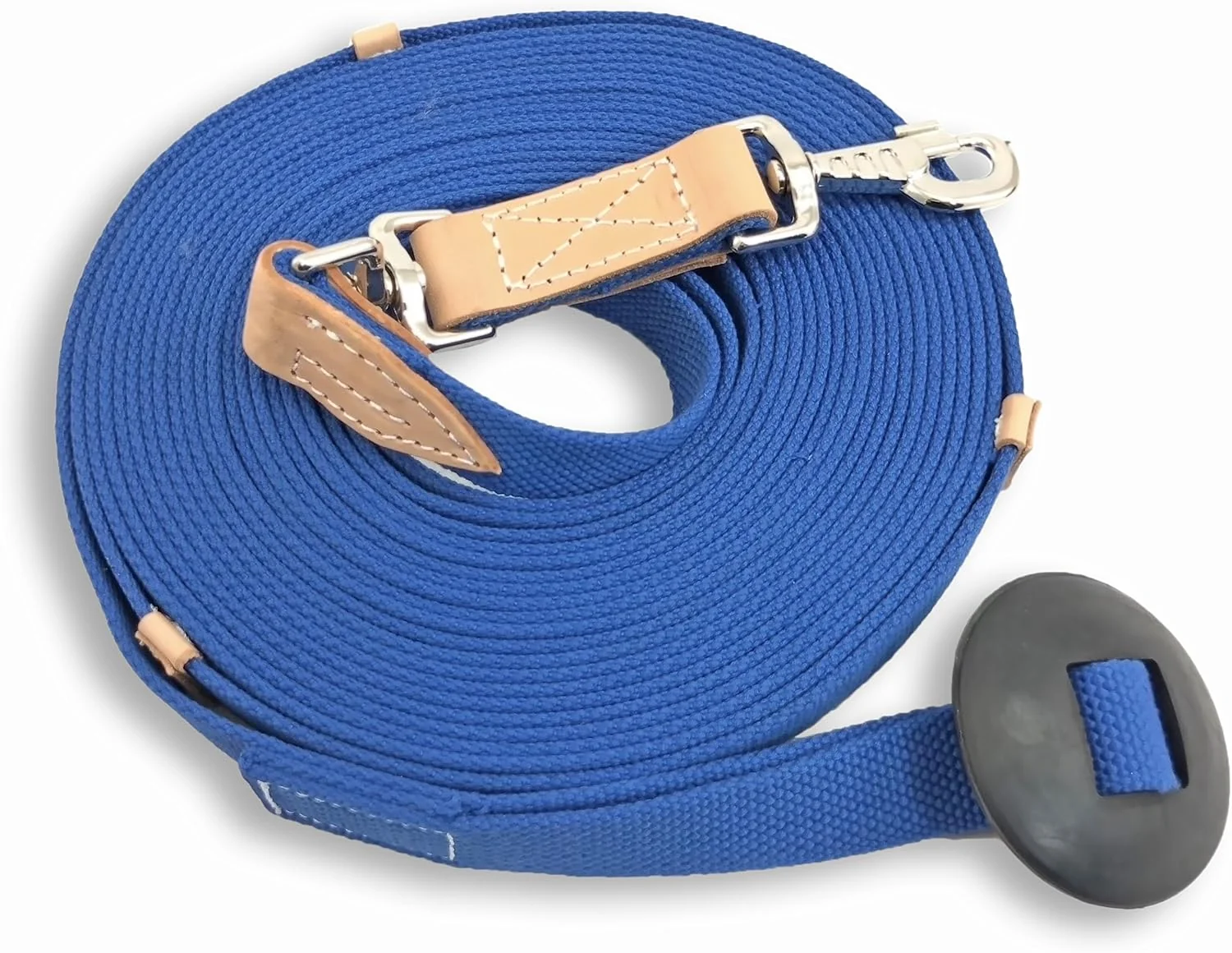 Responsible Southwestern Equine 35' Flat Cotton Web Lunge Line with Bolt Snap Rubber Stop 35' Sapphire Safe